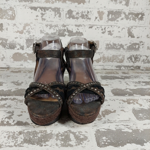 Calvin Klein Jeans Women's Brown Ankle Strap Wedge Sandals V290 - Picture 3 of 10